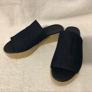 VINCE DENIM OPEN TOES ESPADRILLE FLATFORM SANDAL